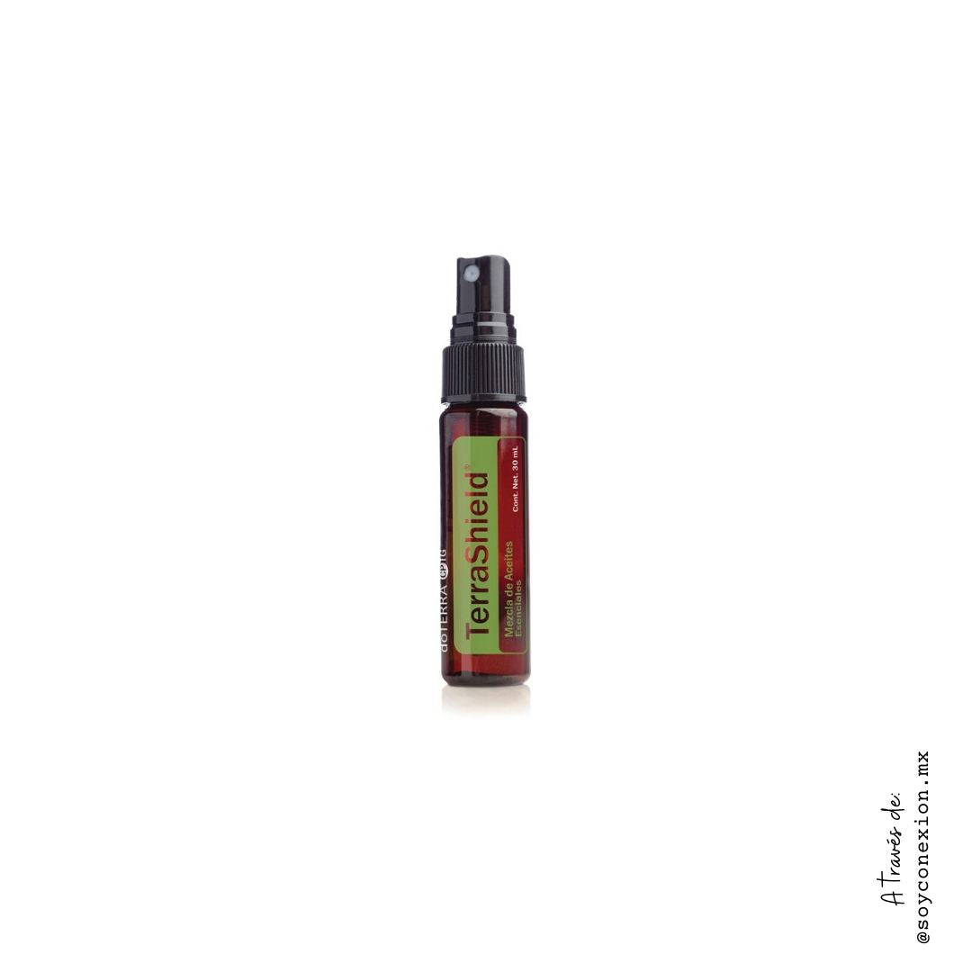 doterra, mezcla de aceites esenciales terrashield spray 30 mL, mezcla repelente en spray, insectos, molestias medioambientales.