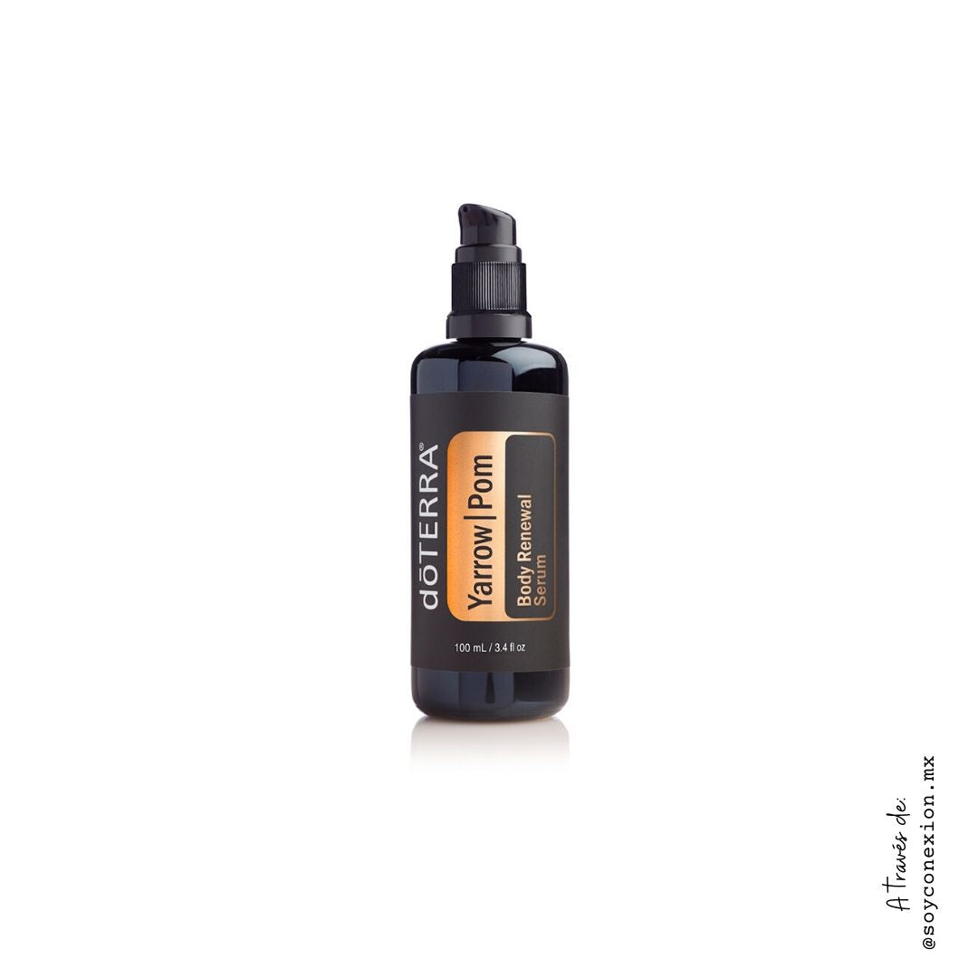 doterra Yarrow Pom body renewal serum, suero corporal yarrow pom, colágeno, elastina, piel saludable, proteínas que protegen la piel, piel rejuvenecida.